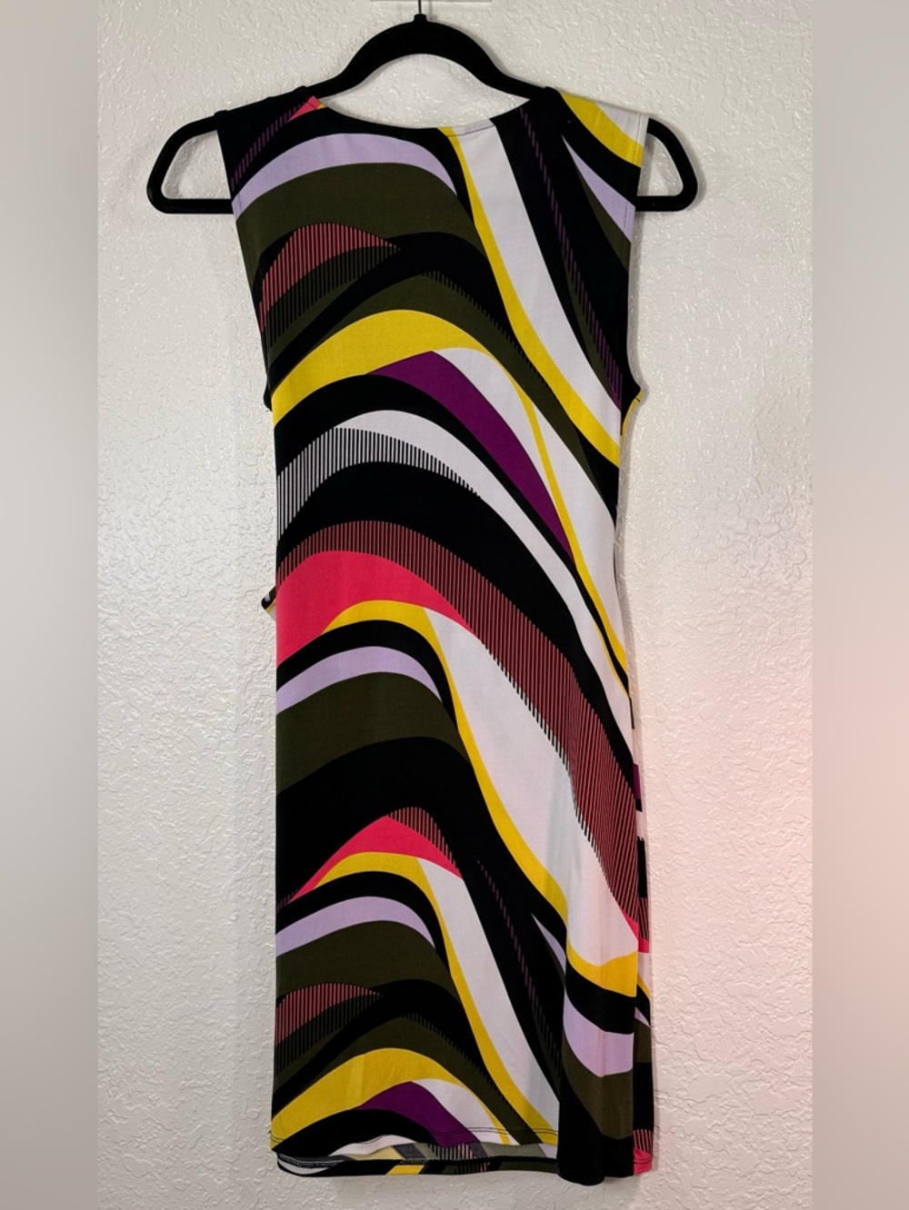 Dana Buchman Abstract Print Wrap Dress Size S Colorful V-Neck Stretch - Picture 2 of 4